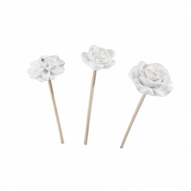 Tige de rotin avec fleurs céramiques