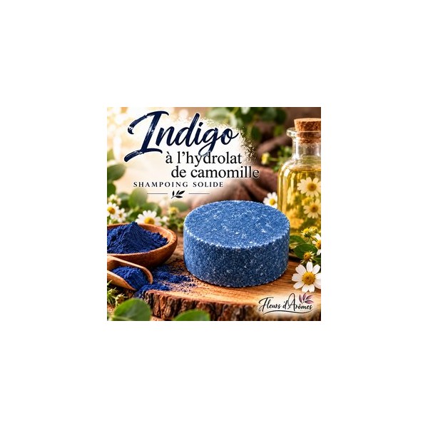 Shampoing solide: Indigo-Hydrolat de camomille
