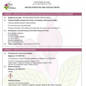 Fiche de données de sécurité pour bougies-fondants